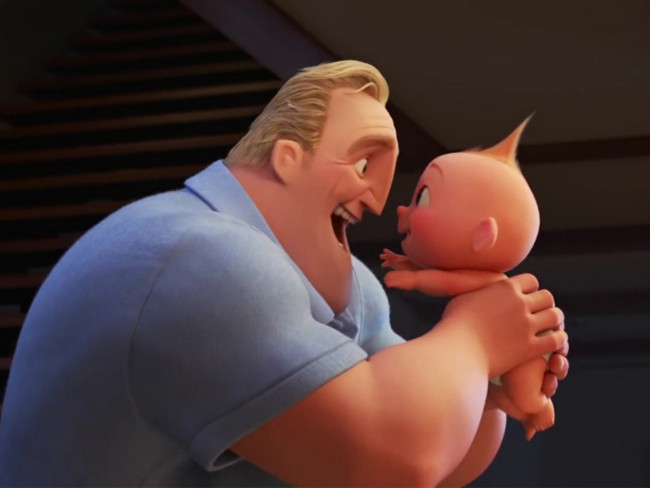 Mr. Incredible and Jack Jack as shown in the Incredibles 2 teaser trailer. 