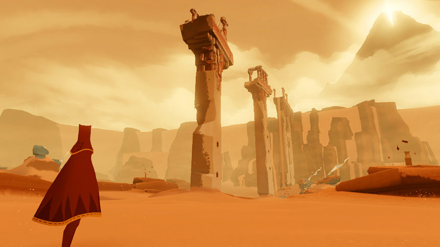 This is a screenshot from the game Journey which proves the emotional journey that videogames can take you through just based off of their visuals.